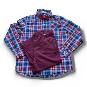 Andy & Evan- BeetleSthread Shirt and Burgundy Pants Set